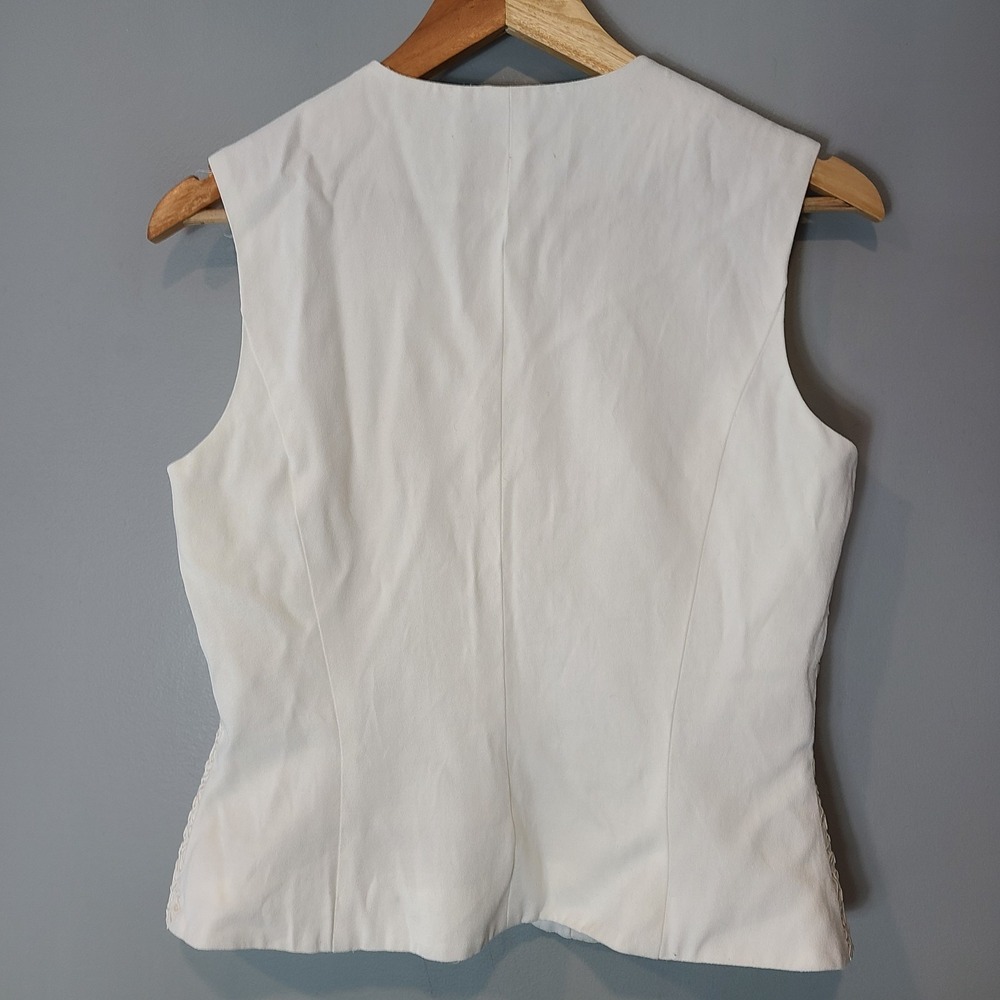 Marie St Claire Womens Top Sz M White 90s Parisian Dressy Preppy Minimalist - Picture 6 of 6